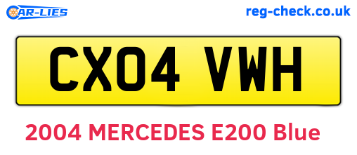 CX04VWH are the vehicle registration plates.
