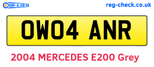 OW04ANR are the vehicle registration plates.