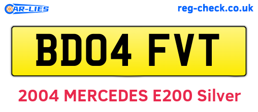 BD04FVT are the vehicle registration plates.