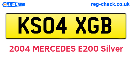 KS04XGB are the vehicle registration plates.