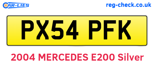 PX54PFK are the vehicle registration plates.