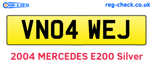 VN04WEJ are the vehicle registration plates.