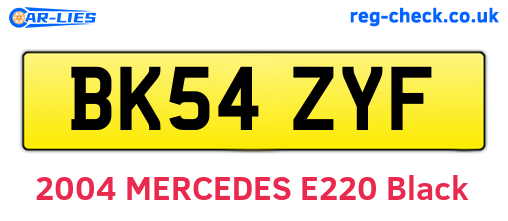 BK54ZYF are the vehicle registration plates.