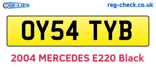 OY54TYB are the vehicle registration plates.