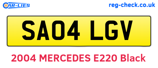 SA04LGV are the vehicle registration plates.