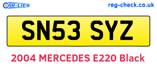 SN53SYZ are the vehicle registration plates.