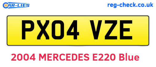 PX04VZE are the vehicle registration plates.