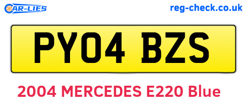 PY04BZS are the vehicle registration plates.