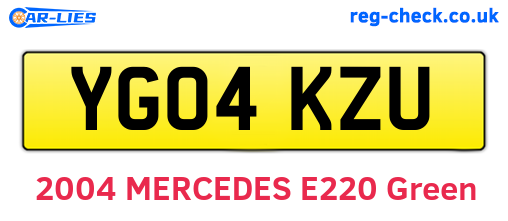 YG04KZU are the vehicle registration plates.