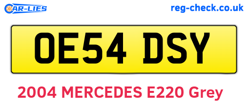 OE54DSY are the vehicle registration plates.
