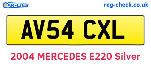AV54CXL are the vehicle registration plates.