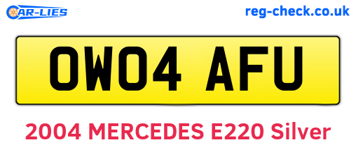 OW04AFU are the vehicle registration plates.