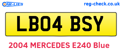 LB04BSY are the vehicle registration plates.