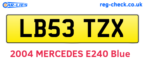LB53TZX are the vehicle registration plates.