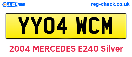 YY04WCM are the vehicle registration plates.