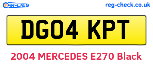 DG04KPT are the vehicle registration plates.