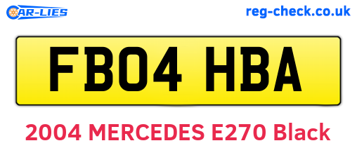 FB04HBA are the vehicle registration plates.