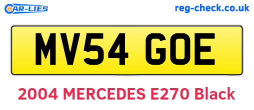 MV54GOE are the vehicle registration plates.