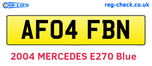 AF04FBN are the vehicle registration plates.