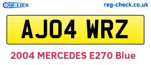 AJ04WRZ are the vehicle registration plates.