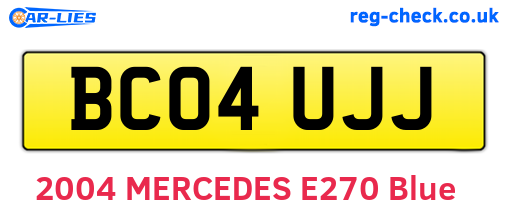 BC04UJJ are the vehicle registration plates.