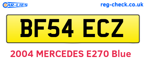 BF54ECZ are the vehicle registration plates.