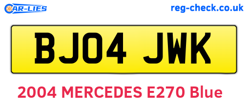 BJ04JWK are the vehicle registration plates.