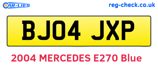 BJ04JXP are the vehicle registration plates.