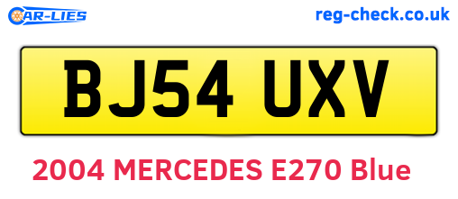 BJ54UXV are the vehicle registration plates.