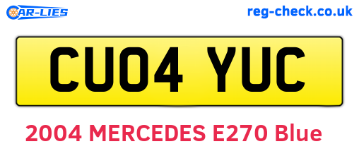 CU04YUC are the vehicle registration plates.