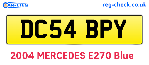 DC54BPY are the vehicle registration plates.