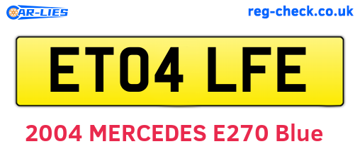 ET04LFE are the vehicle registration plates.