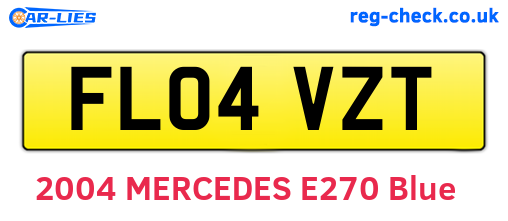 FL04VZT are the vehicle registration plates.