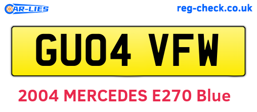 GU04VFW are the vehicle registration plates.