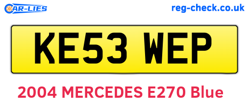 KE53WEP are the vehicle registration plates.