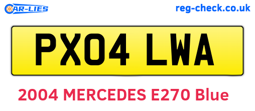 PX04LWA are the vehicle registration plates.