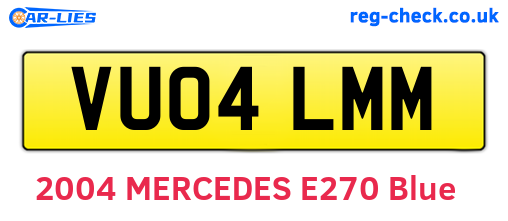 VU04LMM are the vehicle registration plates.