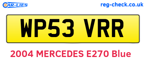 WP53VRR are the vehicle registration plates.