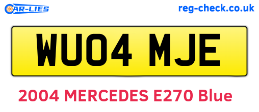 WU04MJE are the vehicle registration plates.