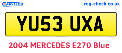 YU53UXA are the vehicle registration plates.