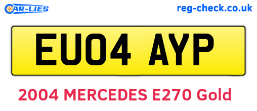 EU04AYP are the vehicle registration plates.