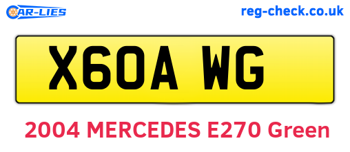 X60AWG are the vehicle registration plates.