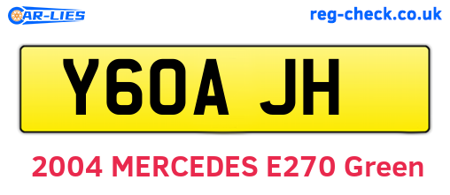 Y60AJH are the vehicle registration plates.