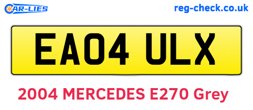 EA04ULX are the vehicle registration plates.