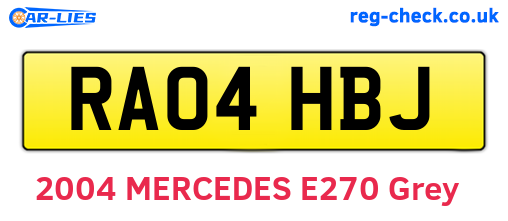 RA04HBJ are the vehicle registration plates.