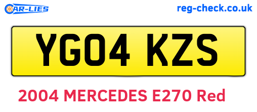 YG04KZS are the vehicle registration plates.