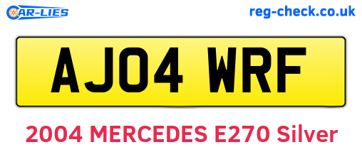 AJ04WRF are the vehicle registration plates.