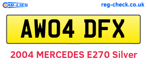 AW04DFX are the vehicle registration plates.