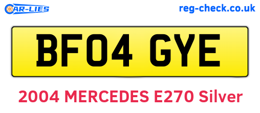 BF04GYE are the vehicle registration plates.