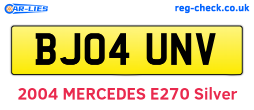 BJ04UNV are the vehicle registration plates.